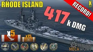 DAMAGE RECORD! Rhode Island 417k Damage | World of Warships Gameplay