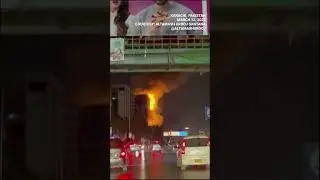 WATCH: Fire rages on high-rise in Karachi, Pakistan, as seen from passing car