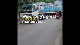 Manuevering of lorry's at the tight curve is the domain of expert driver. #lorry  #trucks #trending