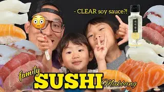 SUSHI rodzinny mukbang!! Pr&oacute;buję PRZEJRZYSTEGO sosu sojowego - co?!