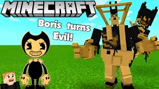 Bendy Fights Brute Boris in Minecraft! (BATIM Minecraft | Mod Showcase)