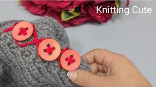 Very Easy Winter Knitting Pattern with Two Needles, Buttons and Crochet Hook