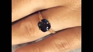 Rare Bi-Color Kelly Green and Deep Blue Sapphire in Beautifully Etched Mounting