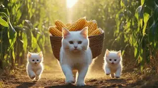 Kitten Helps Tired Mama Cat Harvest Corn &ndash; Rewarded with Homemade Cornbread! 🐾😿🌽#cat #cute #funnycat