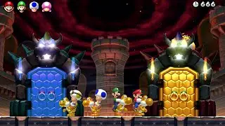 New Super Mario Bros U Deluxe - 4 Players Final Boss Coin Battle!