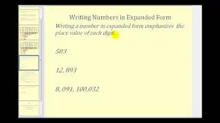 Whole Numbers:  Place Value and Expanded Form