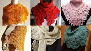 Good Looking Knitted Crochet Cutwork Lace Pattern Triangle Shawls And Scarf Designs For Ladies
