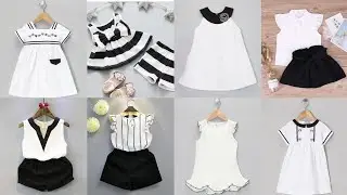 Gorgeous and beautiful black and white combinations baby girls frocks designs