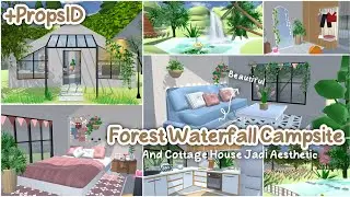 Forest Waterfall Campsite And Cottage House + PropsID Jadi Aesthetic 🌸✨ : Sakura School Simulator