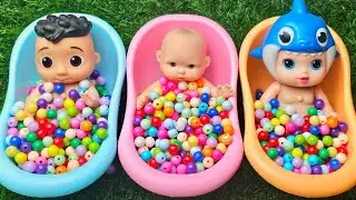 Satisfying Video l New Mixing Candy in 3 BathTubs with Magic Slime M&M's & Skittles Grid Balls ASMR