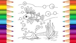 Fish 🐟 Underwater Scenery Drawing || Underwater Scene For Beginners
