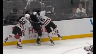 Sean Durzi Fight w/ Connor Murphy after clean hit on Clayton Keller, chaos ensues | Utah Blackhawks
