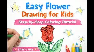 Easy Flower Drawing for Kids 🌷 Step-by-Step Coloring Tutorial