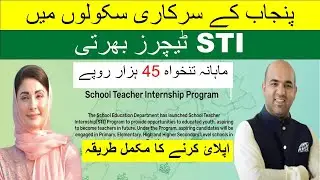 STI Jobs online apply | School Teaching Interns Jobs | Punjab jobs| Internship 2025