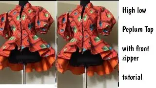 High low peplum top with front zipper tutorial