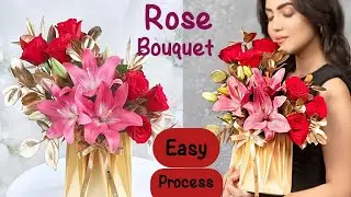 rose flower bouquet | bouquet making video | flower buke kaise banaye
