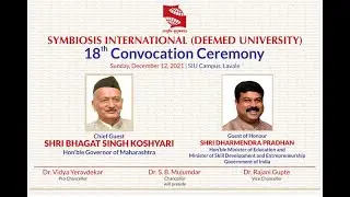 Prof. Dr. S. B. Mujumdar, Chancellor, SIU addressing the audience at the 18th Convocation of SIU.