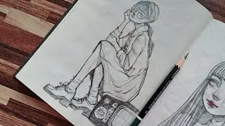 ✨️🎆 Sitting Pose Drawing | Time lapse | 🎆✨️