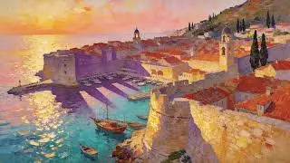 🎨 Dubrovnik Old Harbor | 4K Oil Painting Screensaver | 2 Hours