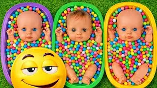 3 Minutes Satisfying Video | Mixing Funny Candy ASMR & Make Up in 3 Bathtubs with Magic M&M&rsquo;s Slime 