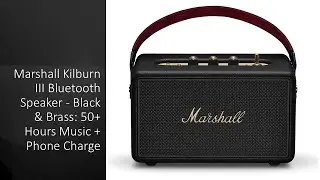 Marshall Kilburn III Bluetooth Speaker - Black & Brass: 50+ Hours Music + Phone Charge