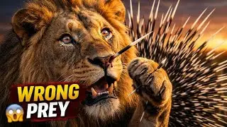 WRONG PREY 😳 This Lion Instantly Regretted It 🦁🦔