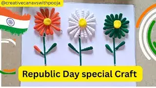 Republic Day Special Flower Craft 🇮🇳 | Cotton Earbuds Tricolour Art|Wall Hanging Crafts #republicda