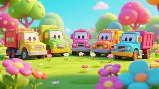 Five Trucks Count Little Flowers | Fun Counting Kids Song & Nursery Rhyme