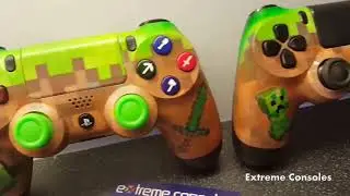 Two Minecraft inspired PS4 custom controllers by Extreme Consoles