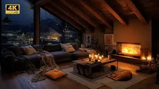 Warm Cozy Cabin Piano &ndash; Thunderstorm & Crackling Fireplace | Deep Sleep, Study, and Relaxation