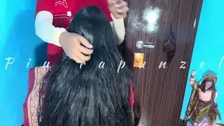 Rapunzel Long Hair # Black Silky Shiny Long Hair Play By Boy FrIend  Hair Play Rapunzel #traditional