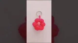 make simple wool keychain. 🌸💕 #handmade #shorts #ytshorts