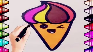 Cute And Simple Ice Cream Drawing For Kids| Ice Cream Drawing And Colouring Easy Step By Step|