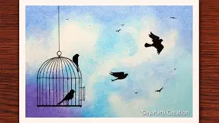 How to Draw Birds Want Freedom step by step, Oil Pastel Drawing 2021