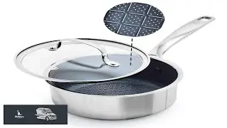 Blue Diamond Hybrid Nonstick Stainless Steel 1.57QT Saucepan with Glass Lid PFAS Free
