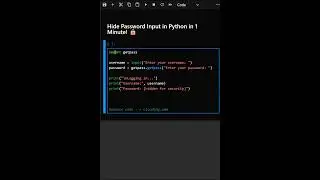 Hide Password Input in Python #coding #linux #tools #python #hide #programming #vs #code #linux