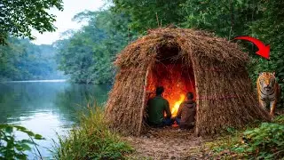 Primitive Shelter in a Remote Forest | Wild Herb Survival Cooking