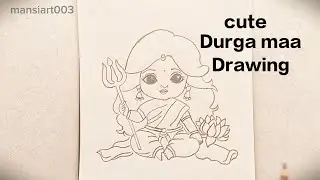 Cute durga  maa drawing with trishul ||step by step drawing 