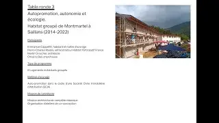 Table ronde 3-Autopromotion, autonomie et &eacute;cologie. Habitat group&eacute; de Montmartel &agrave; Saillans