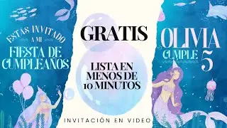 C&oacute;mo hacer una Tarjeta de Invitaci&oacute;n de Cumplea&ntilde;os de Sirenita | GRATIS | Tutorial Canva 