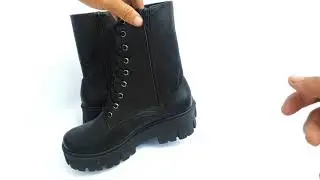 Combat Boots Cuero Liso Negro PL-MUE