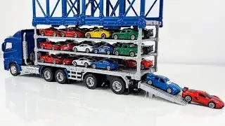 ASMR Giant Transport Truck Unloading Mini Toy Cars | Satisfying Toy Car Video