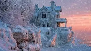 Frozen Cliffside Manor at Winter Sunrise | Icy Ocean Calm Ambience for Deep Sleep & Relaxation