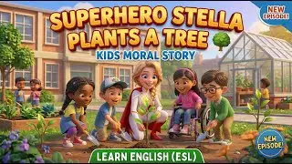 Superhero Stella Plants a Tree 🌳 | Kids Moral Story | Learn English (ESL) #esl  #kids #trees