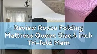 Review Roxzo Folding Mattress Queen Size,6 inch Tri-fold Memory Foam Mattress Topper with Washable C