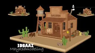 Wild West Saloon Environment in Maya 3D | Low Poly 3D Modeling | 3DBAAZ