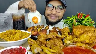 ASMR EATING WHOLE CHICKEN CURRY, CHICKEN LEG FRY, SPICY CHILLI WITH RICE EATING SHOW, FOOD VIDEOS