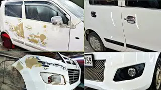 Wagon r door and bumper denting painting | Single stage colour