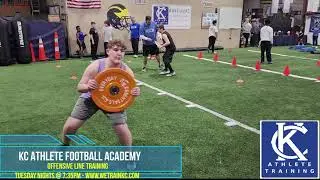 Offensive Line Training part of the Kansas City Athlete Training Football Academy