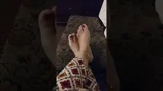 Red nail polish feet of some one special